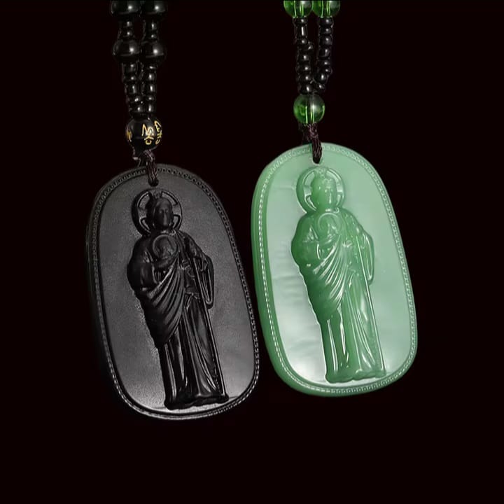 Exquisite Buddhist Jade Pendant Necklace for Men and Women Religious Personality Simple Amulet Church Party Accessories Gift